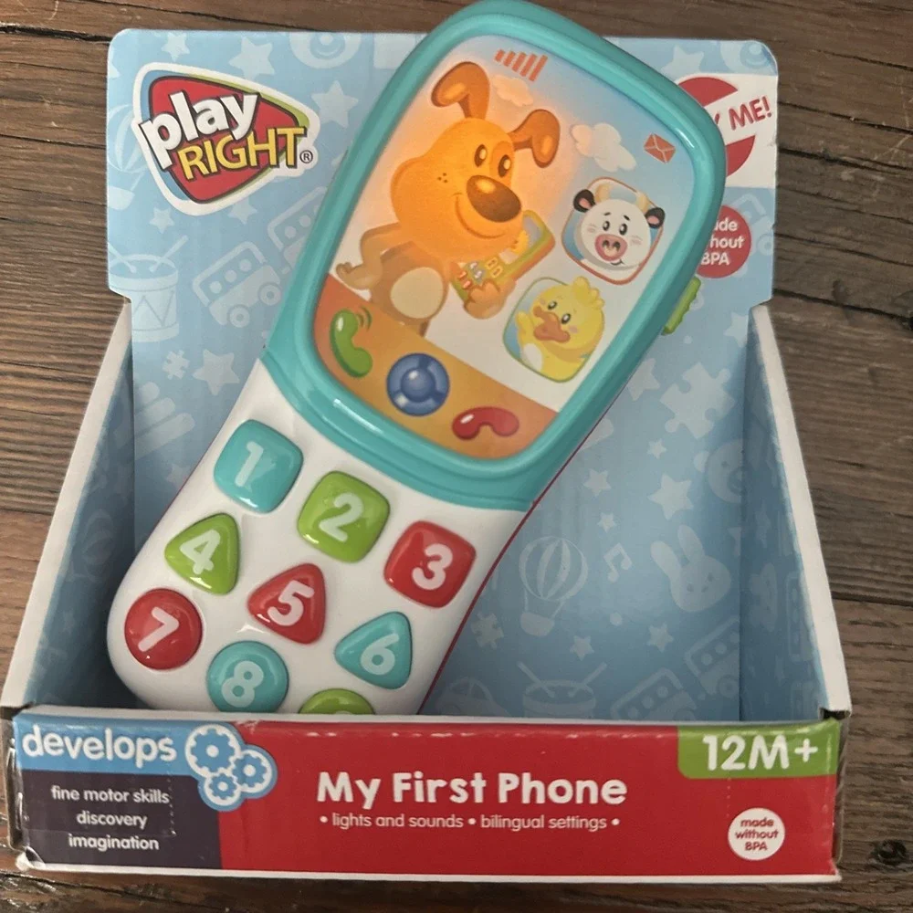New Play Right My First Phone Bilingual Settings Lights & Sounds Children Toys